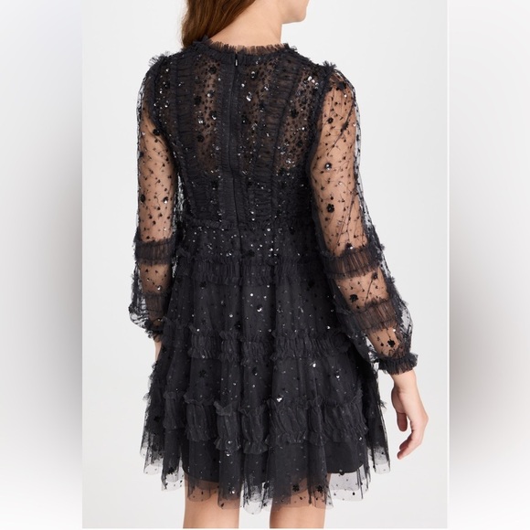 Needle and Thread Violet Shimmer Micro Mini Tulle Sequin Black dress size 2 NWT - Picture 7 of 10